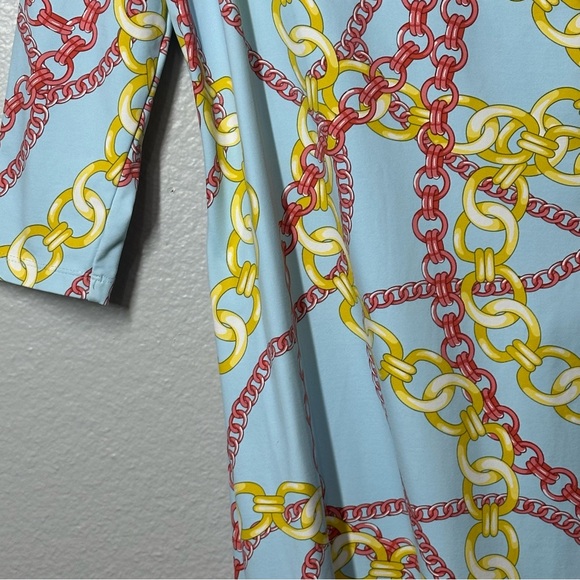 J. McLaughlin Catalina Cloth Panama Wrap Dress Women's XS Blue Nautical Stretch - Picture 3 of 8